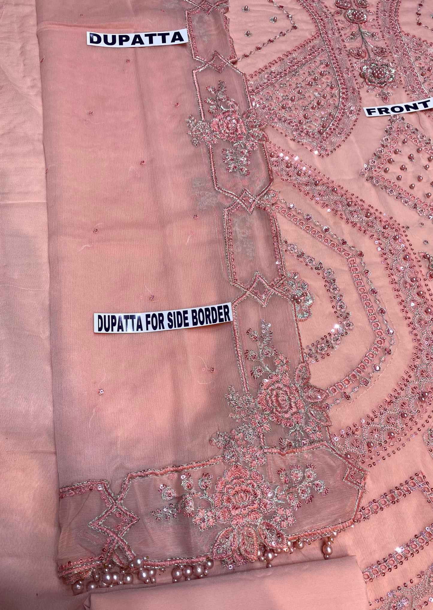 Maria B New Luxury Chiffon Party Wear Dress | SC-199-PEACH