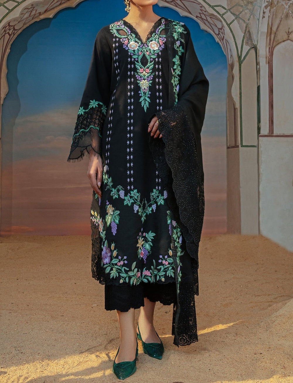 Crimson Luxury Lawn PartyWear Dress | SC-136