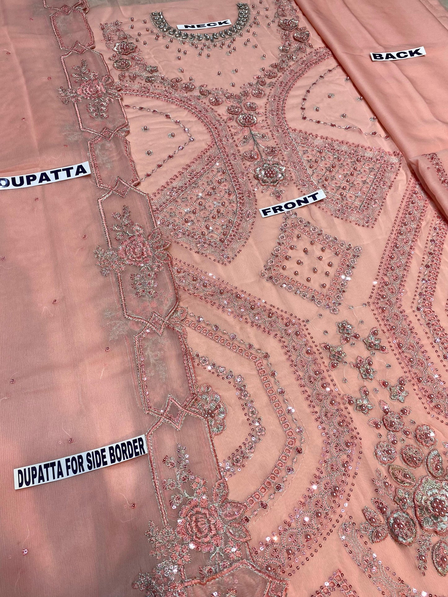 Maria B New Luxury Chiffon Party Wear Dress | SC-199-PEACH