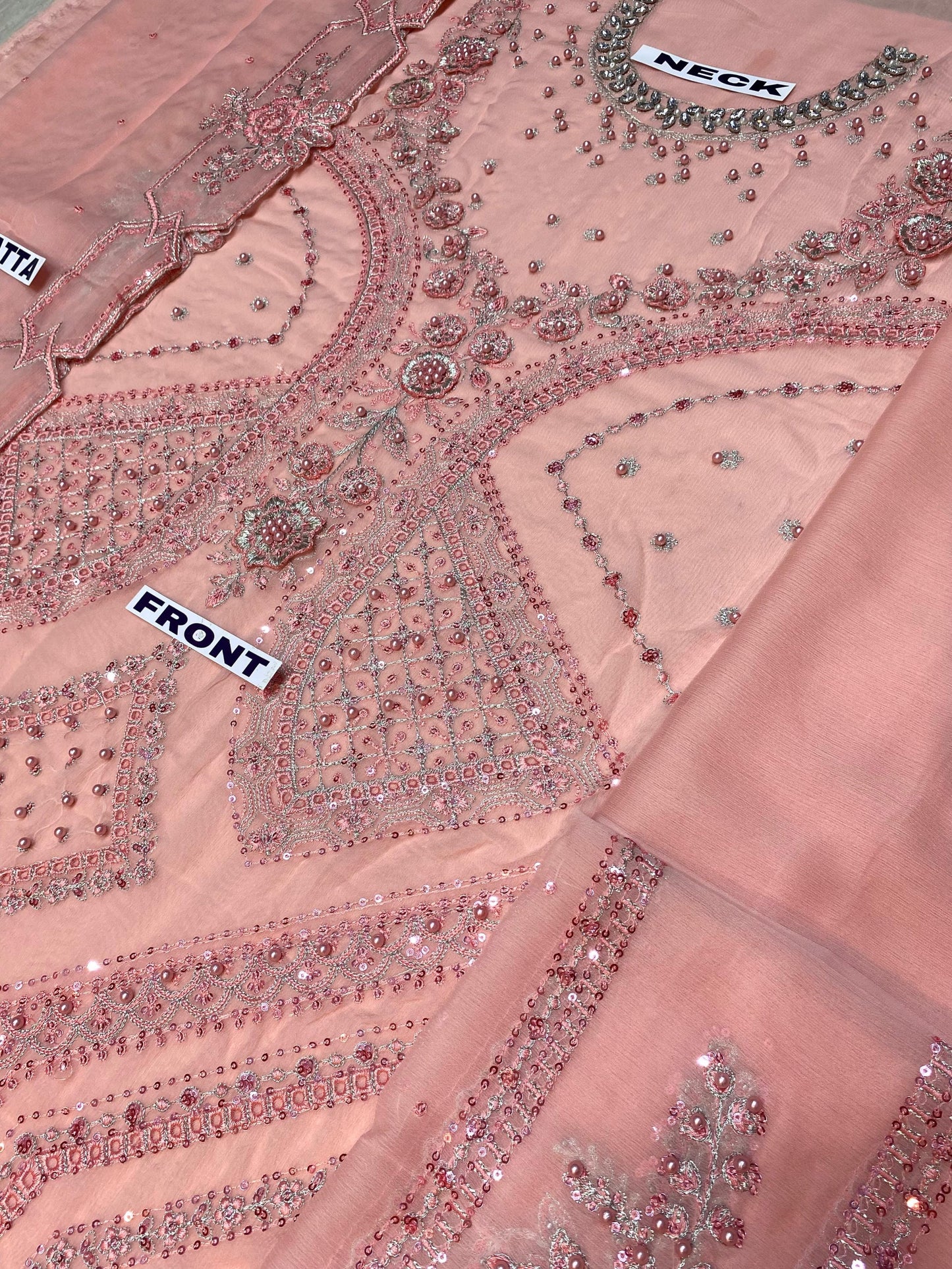 Maria B New Luxury Chiffon Party Wear Dress | SC-199-PEACH