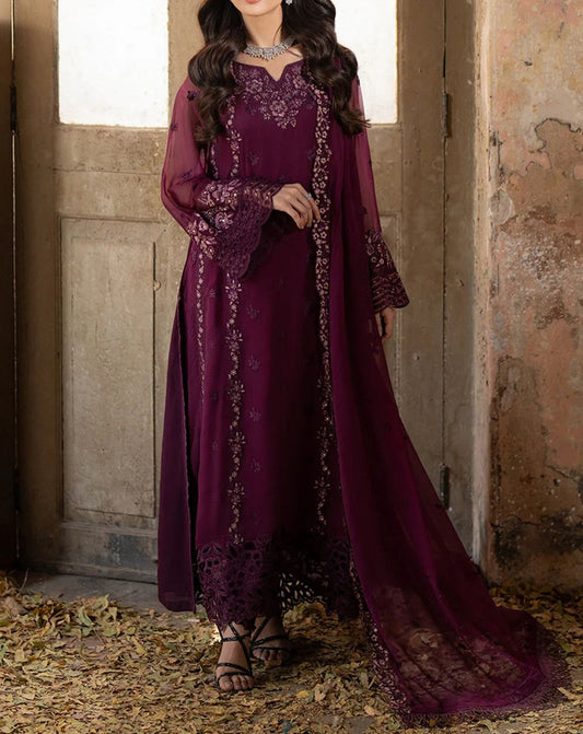 Azure Luxury Chiffon PartyWear Dress |SC-2403