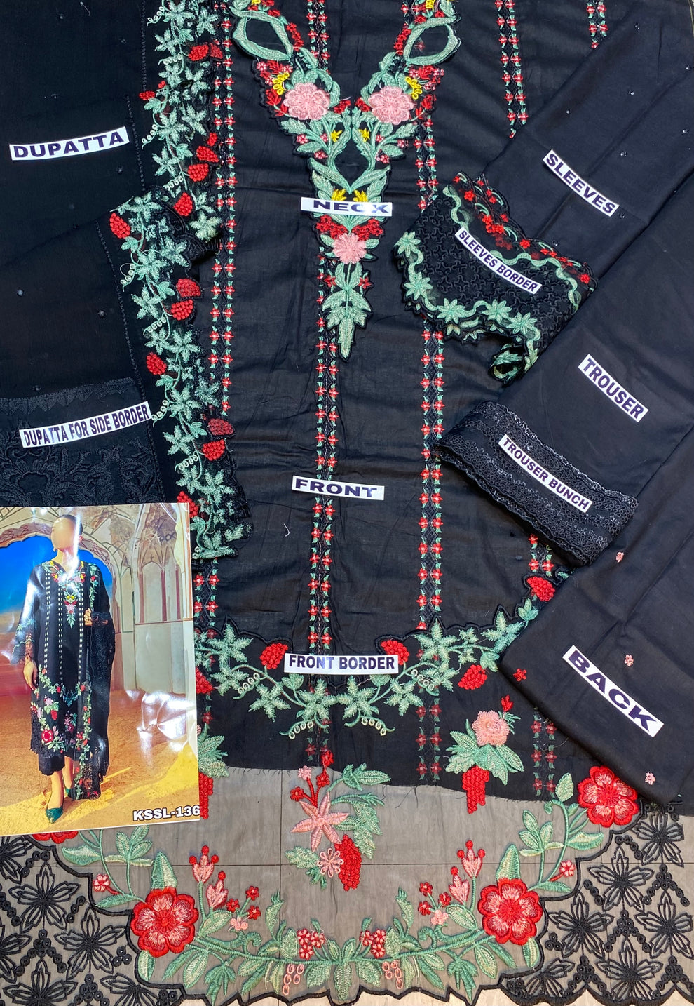 Crimson Luxury Lawn PartyWear Dress | SC-136